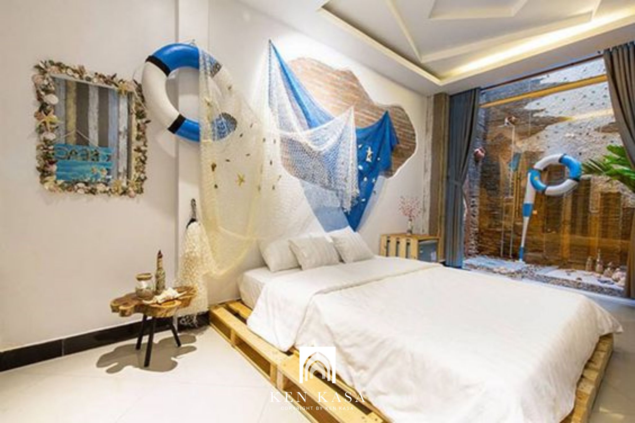mẫu thiết kế phòng homestay đẹp kiểu đại dương